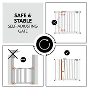 Poarta siguranta Hauck, Clear Step Autoclose 2 Grey, 75-80 cm, Cu extensie + 9 cm, 84-89cm, Inchidere magnetica automata din ambele parti EKDhk59745