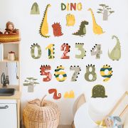 Sticker Decorativ Pentru Copii, Autoadeziv, Numerele lui Dino, 63x63 cm EKDWS63049