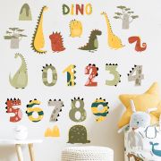 Sticker Decorativ Pentru Copii, Autoadeziv, Numerele lui Dino, 63x63 cm EKDWS63049
