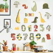 Sticker Decorativ Pentru Copii, Autoadeziv, Numerele lui Dino, 63x63 cm EKDWS63049