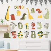 Sticker Decorativ Pentru Copii, Autoadeziv, Numerele lui Dino, 63x63 cm EKDWS63049
