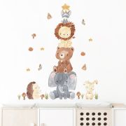 Sticker Decorativ Pentru Copii, Autoadeziv, Piramida Animalelor, 100x80 cm EKDWS63043