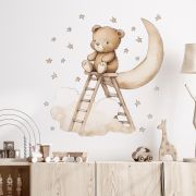 Sticker Decorativ Pentru Copii, Autoadeziv, Ursuletul Teddy pe scara, 62x60 cm EKDWS63047