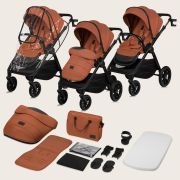 Carucior 2 in 1, Lionelo, Layla, Pana la 22 kg, Cadru aluminiu, Cu landou intarit si salteluta din spuma AirDots, Reversibil, Cu ventilatie 3D, Cu accesorii, EN1888-1, EN1888-2, EN1466, Maro BYNLO-LAYLA_2IN1_BROWN_RUST