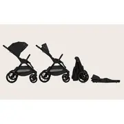 Carucior 2 in 1, Lionelo, Layla, Pana la 22 kg, Cadru aluminiu, Cu landou intarit si salteluta din spuma AirDots, Reversibil, Cu ventilatie 3D, Cu accesorii, EN1888-1, EN1888-2, EN1466, Negru BYNLO-LAYLA_2IN1_BLACK_ONYX