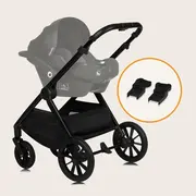 Carucior 2 in 1, Lionelo, Layla, Pana la 22 kg, Cadru aluminiu, Cu landou intarit si salteluta din spuma AirDots, Reversibil, Cu ventilatie 3D, Cu accesorii, EN1888-1, EN1888-2, EN1466, Negru BYNLO-LAYLA_2IN1_BLACK_ONYX