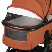 Carucior 3 in 1, Lionelo, Layla, Pana la 22 kg, Cadru aluminiu, Cu landou intarit si salteluta din spuma AirDots, Scoica auto, Reversibil, Cu ventilatie 3D, Cu accesorii, EN1888-1, EN1888-2, EN1466, Maro BYNLO-LAYLA_3IN1_BROWN_RUST