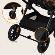 Carucior 3 in 1, Lionelo, Layla, Pana la 22 kg, Cadru aluminiu, Cu landou intarit si salteluta din spuma AirDots, Scoica auto, Reversibil, Cu ventilatie 3D, Cu accesorii, EN1888-1, EN1888-2, EN1466, Maro BYNLO-LAYLA_3IN1_BROWN_RUST