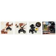 Carucior 3 in 1, Lionelo, Layla, Pana la 22 kg, Cadru aluminiu, Cu landou intarit si salteluta din spuma AirDots, Scoica auto, Reversibil, Cu ventilatie 3D, Cu accesorii, EN1888-1, EN1888-2, EN1466, Maro BYNLO-LAYLA_3IN1_BROWN_RUST