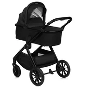 Carucior 3 in 1, Lionelo, Layla, Pana la 22 kg, Cadru aluminiu, Cu landou intarit si salteluta din spuma AirDots, Scoica auto, Reversibil, Cu ventilatie 3D, Cu accesorii, EN1888-1, EN1888-2, EN1466, Negru BYNLO-LAYLA_3IN1_BLACK_ONYX