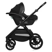 Carucior 3 in 1, Lionelo, Layla, Pana la 22 kg, Cadru aluminiu, Cu landou intarit si salteluta din spuma AirDots, Scoica auto, Reversibil, Cu ventilatie 3D, Cu accesorii, EN1888-1, EN1888-2, EN1466, Negru BYNLO-LAYLA_3IN1_BLACK_ONYX