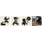 Carucior 3 in 1, Lionelo, Layla, Pana la 22 kg, Cadru aluminiu, Cu landou intarit si salteluta din spuma AirDots, Scoica auto, Reversibil, Cu ventilatie 3D, Cu accesorii, EN1888-1, EN1888-2, EN1466, Negru BYNLO-LAYLA_3IN1_BLACK_ONYX