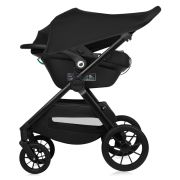 Carucior 3 in 1, Lionelo, Layla, Pana la 22 kg, Cadru aluminiu, Cu landou intarit si salteluta din spuma AirDots, Scoica auto, Reversibil, Cu ventilatie 3D, Cu accesorii, EN1888-1, EN1888-2, EN1466, Negru BYNLO-LAYLA_3IN1_BLACK_ONYX
