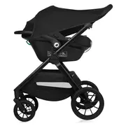 Carucior 3 in 1, Lionelo, Layla, Pana la 22 kg, Cadru aluminiu, Cu landou intarit si salteluta din spuma AirDots, Scoica auto, Reversibil, Cu ventilatie 3D, Cu accesorii, EN1888-1, EN1888-2, EN1466, Negru BYNLO-LAYLA_3IN1_BLACK_ONYX