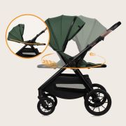 Carucior 3 in 1, Lionelo, Layla, Pana la 22 kg, Cadru aluminiu, Cu landou intarit si salteluta din spuma AirDots, Scoica auto, Reversibil, Cu ventilatie 3D, Cu accesorii, EN1888-1, EN1888-2, EN1466, Verde BYNLO-LAYLA_3IN1_GREEN_FOREST