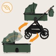 Carucior 3 in 1, Lionelo, Layla, Pana la 22 kg, Cadru aluminiu, Cu landou intarit si salteluta din spuma AirDots, Scoica auto, Reversibil, Cu ventilatie 3D, Cu accesorii, EN1888-1, EN1888-2, EN1466, Verde BYNLO-LAYLA_3IN1_GREEN_FOREST