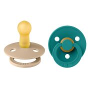 Bibs - set 2 suzete colour latex, tetina rotunda, 6 luni +-scuba/taupe bbb120453