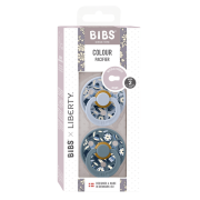 Bibs x liberty - set 2 suzete colour bobo latex, tetina rotunda, 6 luni+-dusty blue/petrol bbb12020102