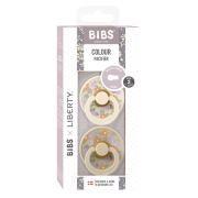 Bibs x liberty - set 2 suzete colour strawberries and cream latex, tetina rotunda, 6 luni+-ivory/vanilla bbb12019102