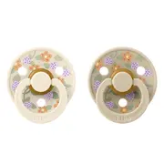 Bibs x liberty - set 2 suzete colour strawberries and cream latex, tetina rotunda, 6 luni+-ivory/vanilla bbb12019102