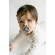 Bibs x liberty - set 2 suzete colour strawberries and cream latex, tetina rotunda, 6 luni+-pale butter/fossil grey bbb12019101