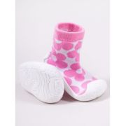 Mocasini pentru copii cu talpă antiderapantă – design cu flori roz obg-0011c