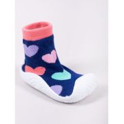 Mocasini pentru copii cu talpă antiderapantă – model cu inimioare colorate obg-0004c