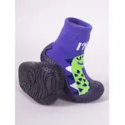 Mocasini pentru copii cu talpă antiderapantă &ndash; model dinozaur albastru-verde obg-0007c