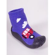 Mocasini pentru copii cu talpă antiderapantă – model mașină de pompieri roșie obg-0003c