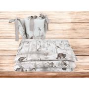 Lenjerie patut cu 3 piese, MimiNu, Pentru patut 120x60 cm, Cu protectie laterala, Din bumbac, Din bumbac certificat Oeko Tex Standard 100, Design, Woodland BYN6426972026604