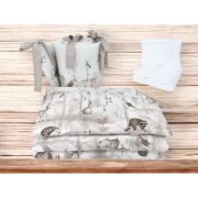 Lenjerie patut cu 5 piese, MimiNu, Pentru patut 120x60 cm, Cu pilota si perna, Din bumbac certificat Oeko Tex Standard 100, Design, Woodland BYN6426972026611