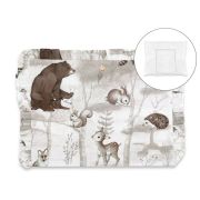 Perna clasica de dormit, MimiNu, Cu volanas, Cu husa detasabila cu fermoar, Din bumbac certificat Oeko Tex Standard 100, Pentru patut, carucior, balansoar, 30x40 cm, Design, Woodland BYN6426972026772