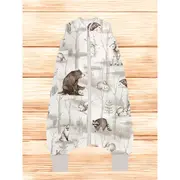 Sac de dormit, MimiNu, Cu picioruse, De iarna, Din bumbac certificat Oeko Tex Standard 100, Cu fermoar pe mijloc, 103 cm, 2-6 ani, 2.5 Tog, Design, Woodland BYN6426972026796