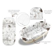 Set pentru landou/cosulet, MimiNu, Cu protectie, saltea si pernuta, Din bumbac certificat Oeko Tex Standard 100, Design, Woodland BYN6426972026789