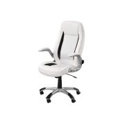 Scaun directorial hm saturn, cadru polipropilena, piele ecologica perforata, inaltime ajustabila, manere reglabile, mecanism balansare, 120 kg, alb drm2785