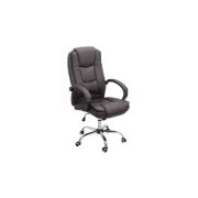 Scaun directorial off 429, piele ecologica, pivontant, rotire 360, baza cromata, 110 kg, maro drm4147