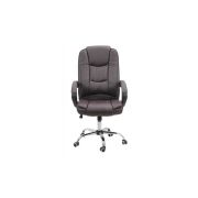 Scaun directorial off 429, piele ecologica, pivontant, rotire 360, baza cromata, 110 kg, maro drm4147
