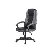 Scaun directorial sl q019, cadru polipropilena, tapiterie piele ecologica cu insertii stofa, inaltime ajustabila, 100 kg,  negru drm3922