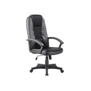 Scaun directorial sl q019, cadru polipropilena, tapiterie piele ecologica cu insertii stofa, inaltime ajustabila, 100 kg,  negru drm3922