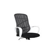 Scaun de birou cu mesh sl dexter, cadru cromat, mecanism de balans, roti pivotante, 100 kg, alb/negru drm4770