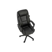 Scaun directorial hm mario, piele ecologica, suport lombar, baza polipropilena, roti pivotante, mecanism de balans, roti de cauciuc,100 kg, negru drm10303