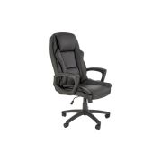 Scaun directorial hm mario, piele ecologica, suport lombar, baza polipropilena, roti pivotante, mecanism de balans, roti de cauciuc,100 kg, negru drm10303