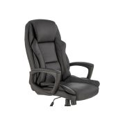 Scaun directorial hm mario, piele ecologica, suport lombar, baza polipropilena, roti pivotante, mecanism de balans, roti de cauciuc,100 kg, negru drm10303