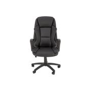 Scaun directorial hm mario, piele ecologica, suport lombar, baza polipropilena, roti pivotante, mecanism de balans, roti de cauciuc,100 kg, negru drm10303