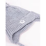 Căciulă de iarnă pentru copii, gri, cu pompon, legată sub bărbie czz-0430c