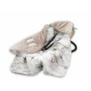 Paturica calduroasa de infasat, MimiNu, Pentru scoica, scaun auto/carucior, Cu gluga si urechi, Dimensiune 90x90 cm, Minky + Bumbac, Materiale certificate Oeko Tex Standard 100, Woodland BYN6426972026666
