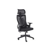 Scaun birou egonomic hm polon, mesh, mecanism inclinare, baza polipropilena, suport lombar, tetiera, 100 kg, negru drm10324