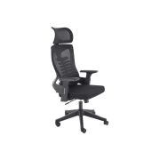 Scaun birou egonomic hm polon, mesh, mecanism inclinare, baza polipropilena, suport lombar, tetiera, 100 kg, negru drm10324