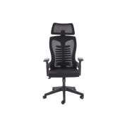 Scaun birou egonomic hm polon, mesh, mecanism inclinare, baza polipropilena, suport lombar, tetiera, 100 kg, negru drm10324