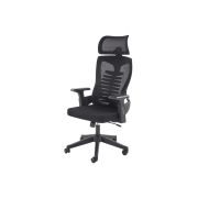 Scaun birou egonomic hm polon, mesh, mecanism inclinare, baza polipropilena, suport lombar, tetiera, 100 kg, negru drm10324